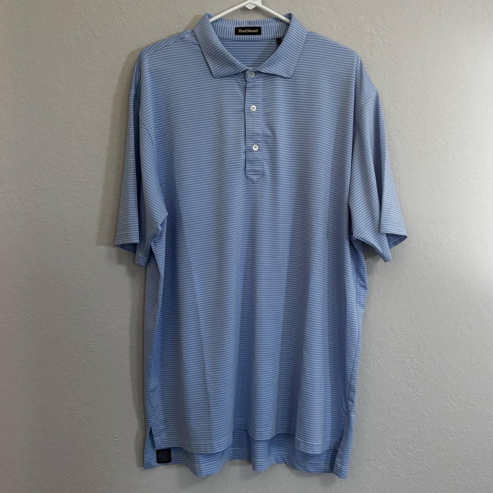 Paul Stuart Light Blue Striped Polo Shirt